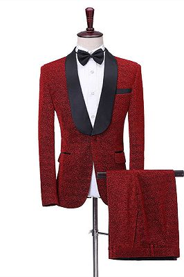 Kyler Shiny Red Shawl Lapel One Button Slim Fit Men Suits Online_1
