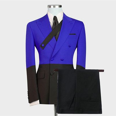 Ezekiel Royal Blue Double Breasted Peaked Lapel Prom Men Suits Online_2