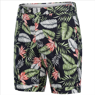 tylish Hawaiian Leaf Printed Summer Men's Suit | 2 Piece Casual Short Cotton Suits for Beach_4