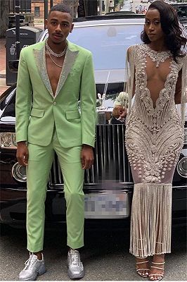 Fashion Jade Peaked Lapel Men Suit | Two Piece Prom Fashion Slim Fit Suit