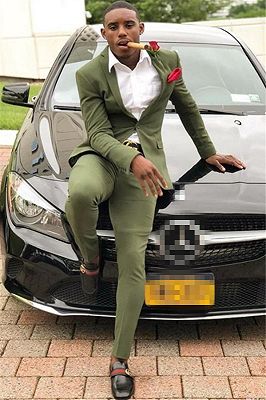 Lime Green One Button Slim Fit Men Prom Outfits_1