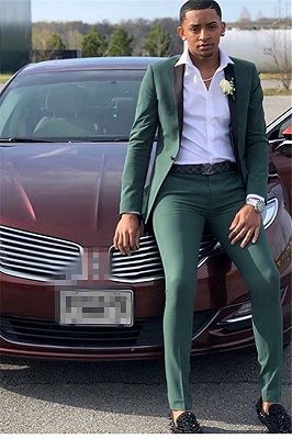 Green Men Slim Fit Suit Gentleman Prom Business Groom Tuxedo