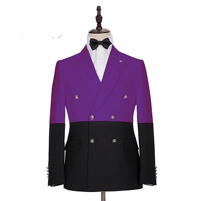 Emanuel Purple Double Breasted Peaked Lapel Prom Men Suits Online