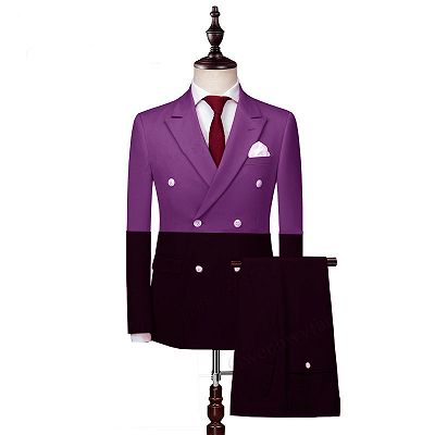 Joaquin Fashion Double Breasted Peaked Lapel Prom Men Suits_2
