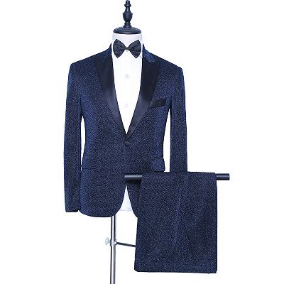 Payton Sparkly Dark Navy Peaked Lapel Fashion Men Suits for Prom_2
