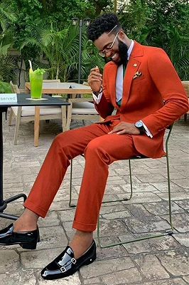 Kameron New Arrival Orange Notched Lapel Best Fit Prom Men Suits