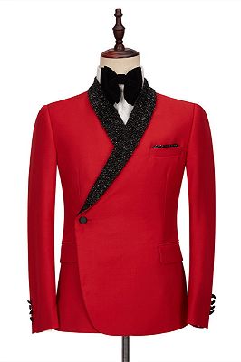 Joseph Red Shawl Lapel Bespoke Wedding Men Suits with Black Pants