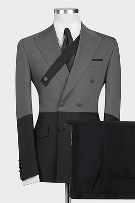 Kingston New Arrival Gray and Black Slim Fit Stylish Men Suits Online