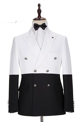 Morgan White and Black Peaked Lapel Double Breasted Jacket_1