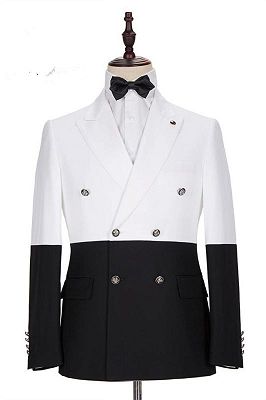 Morgan White and Black Peaked Lapel Double Breasted Jacket