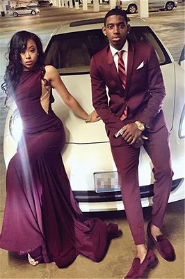 Burgundy Slim Fit Men Suit | Two Pieces Bespoke One Button Prom Suit