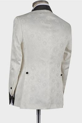 Jaxson White Shawl Lapel Double Breasted Fashion Slim Fit Wedding Groom Suit_2
