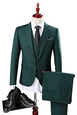 Three Pieces Green Bespoke Men Suits | Unique Notch Lapel Tuxedo