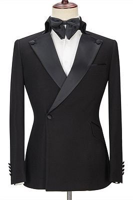 Shaun Black Fashion Slim Fit Peaked Lapel Men Suits for Prom_1