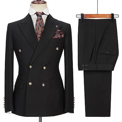 Black Men Suits Online | Peak Lapel Blazer with Double Breasted_3