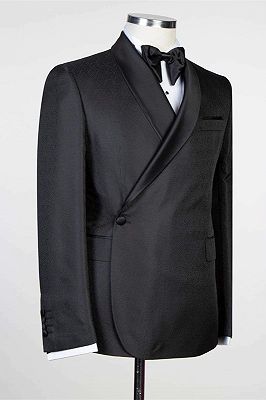 Douglas Simple Black Fashion Shawl Lapel Men Suits for Wedding