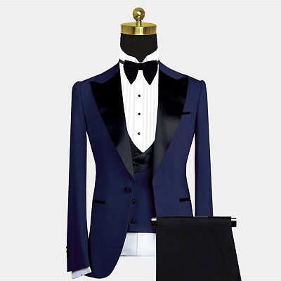 Maurice Dark Navy Cool Peaked Lapel Men Suit for Wedding