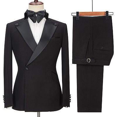 Shaun Black Fashion Slim Fit Peaked Lapel Men Suits for Prom_4