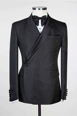 Douglas Simple Black Fashion Shawl Lapel Men Suits for Wedding_1