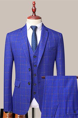 Reece Royal Blue Stylish Plaid Slim Fit Formal Men Suits
