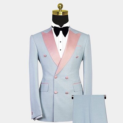 Colten Handsome Double Breasted Contrast Color Men Suit with Peaked Lapel_2