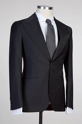Tate Simple Black Peaked Lapel Fashion Slim Fit Formal Men Suits_2