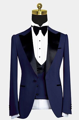 Maurice Dark Navy Cool Peaked Lapel Men Suit for Wedding