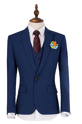 Formal Navy Blue Notch Collar Suit | Three Pieces Slim Fit Men Suits