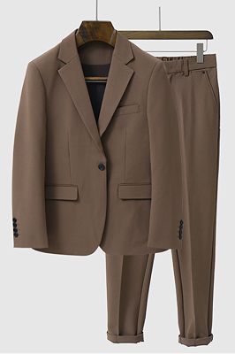 Yahir Brown Stylish Peaked Lapel One Button Men Suits for Summer_1