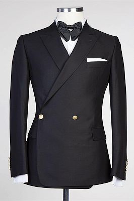 Solomon Stylish Black Peaked Lapel New Arrival Men Suits for Prom_1