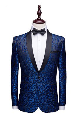 Blue Jacquard Tuxedo Jacket Online | Bespoke Slim Fit Men Suits for Prom_1