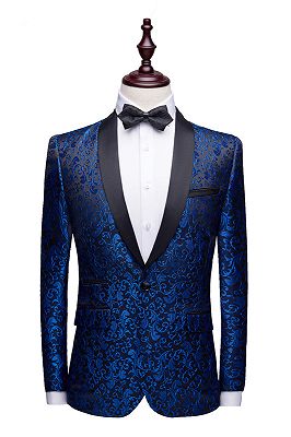 Blue Jacquard Tuxedo Jacket Online | Bespoke Slim Fit Men Suits for Prom