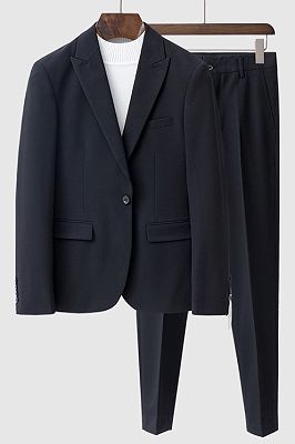 Beau Black Peaked Lapel Fashion One Button Summer Men Suits_1