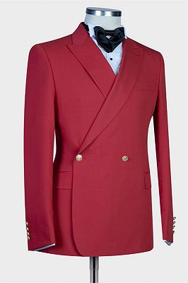 Izaiah Fashion Red Peaked Lapel Slim Fit Prom Suits for Men_3