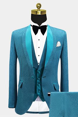 Leland Bespoke Shawl Lapel Jacquard Slim Fit Wedding Men Suits