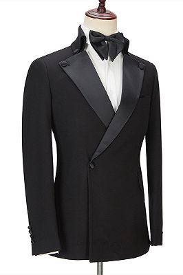 Shaun Black Fashion Slim Fit Peaked Lapel Men Suits for Prom_3