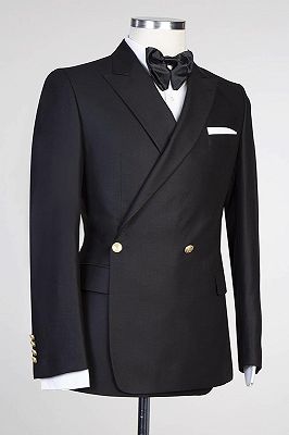 Solomon Stylish Black Peaked Lapel New Arrival Men Suits for Prom_3
