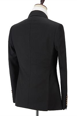 Percy Classic Black Double Breasted Men's Formal Suit with Peak Lapel_2