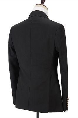 Percy Classic Black Double Breasted Men's Formal Suit with Peak Lapel
