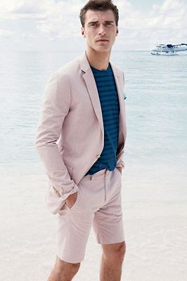 Sam Summer Pink Fashion Simple Notched Lapel Men Suits