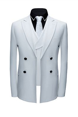 Jonathon Stylish White Notched Lapel Double Breasted Formal Men suits_1