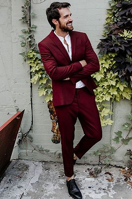 Chad Regular Burgundy Peaked Lapel Fashion Prom Outfits_1