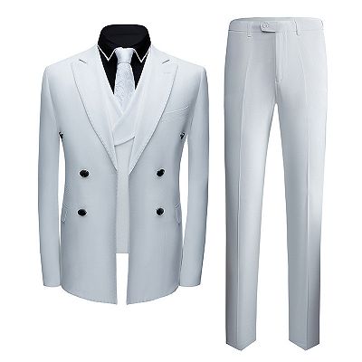 Jonathon Stylish White Notched Lapel Double Breasted Formal Men suits_3