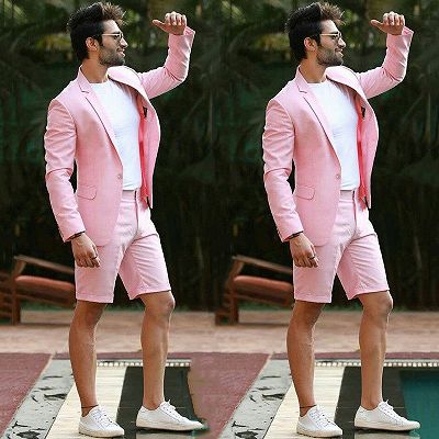 Nasir Summer Pink Notched Lapel Slim Fit One Button Men Suits_2
