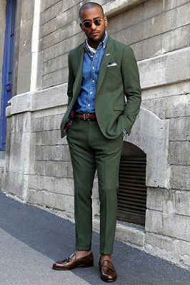 Talon Dark Green Peaked Lapel Slim Fit Bespoke Men Suits