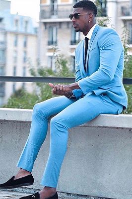 Guillermo Bespoke Blue Slim Fit Two Pieces Prom Outfits for Men_1