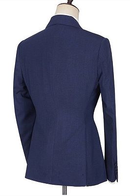 Brycen Dark Navy Bespoke Peaked Lapel Ruffles Men Suits