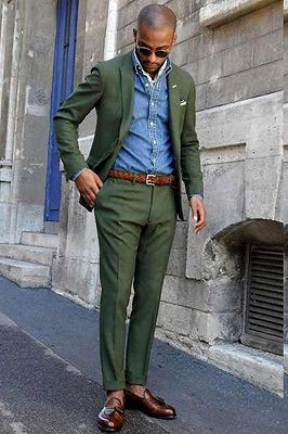 Talon Dark Green Peaked Lapel Slim Fit Bespoke Men Suits_2