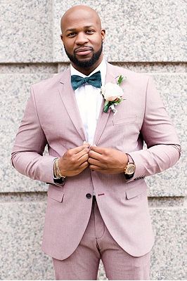 Pierce Pink Stylish Bespoke Notched Lapel Groomsmen Suits_1