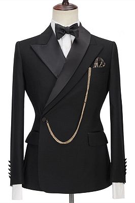 Jadon Black Peaked Lapel Fashion Slim Fit Formal Business Men Suits